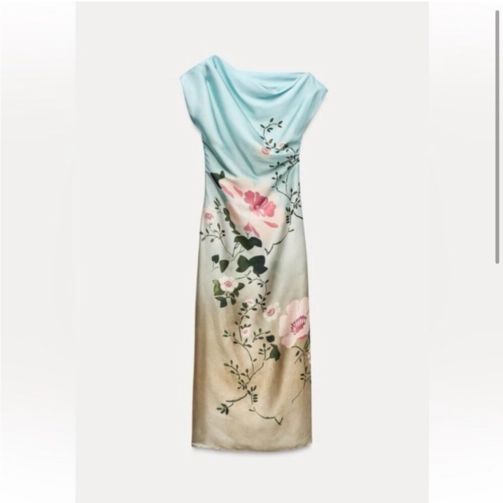 Zara Satin Dress in Floral